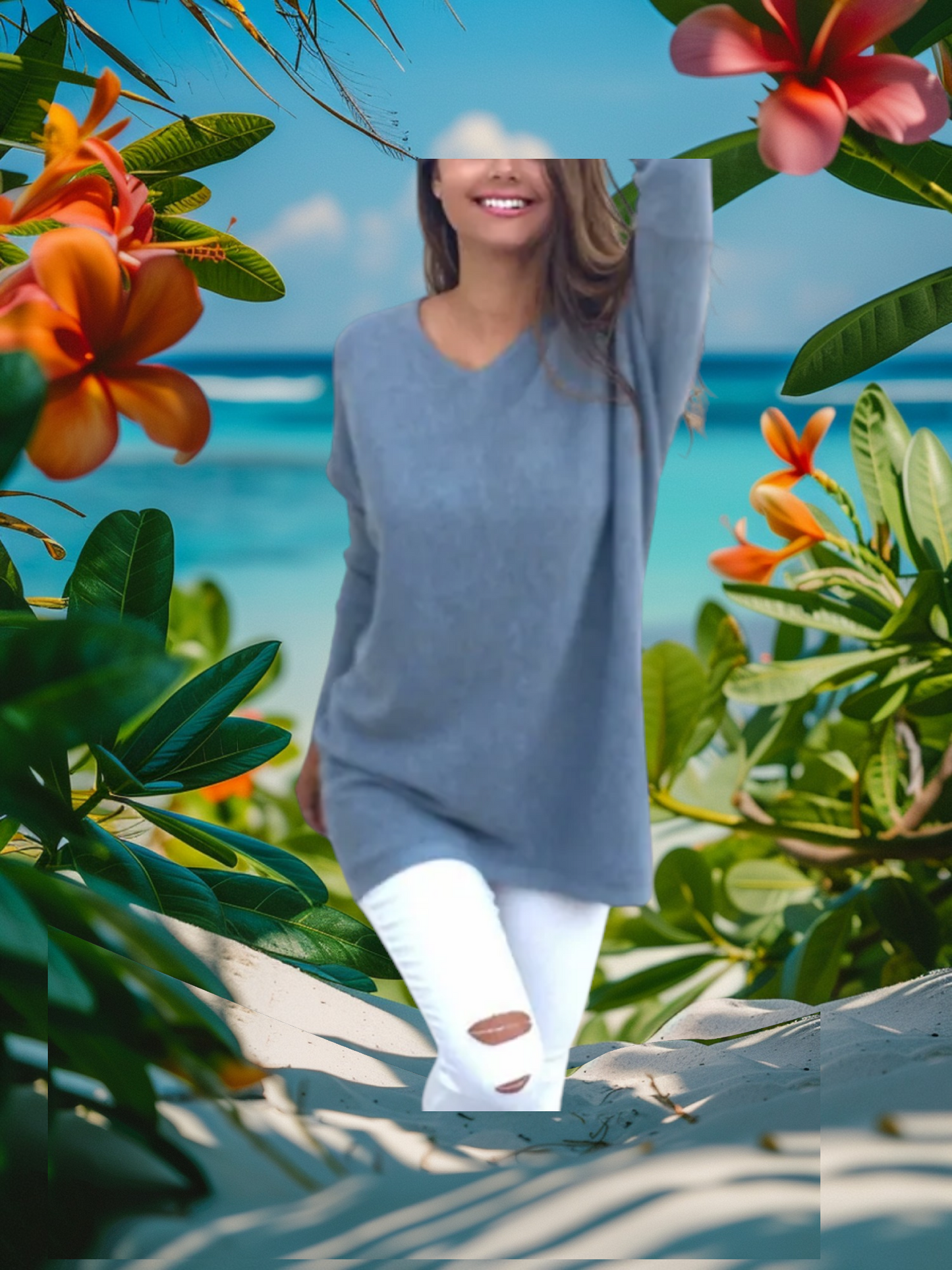 Freyja Sweater | Elegante lange kasjmier trui met V-hals voor dames
