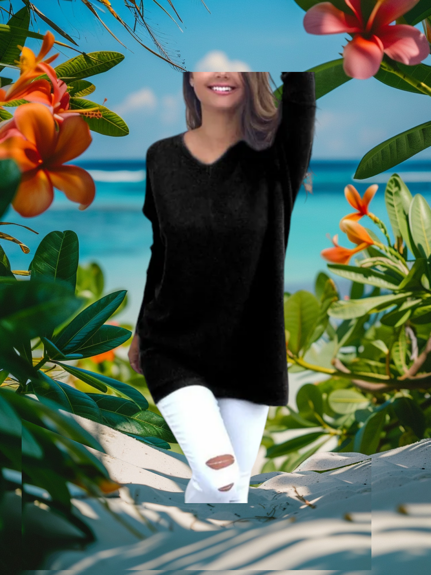 Freyja Sweater | Elegante lange kasjmier trui met V-hals voor dames