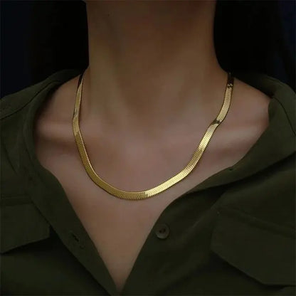 Platte Slangenketting - Halsketting Voor Mannen & Vrouwen