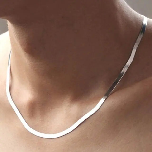 Platte Slangenketting - Halsketting Voor Mannen & Vrouwen