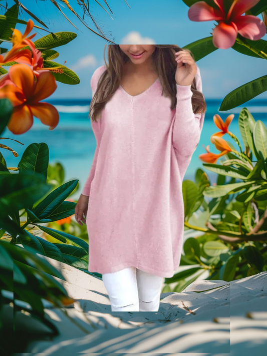 Freyja Sweater | Elegante lange kasjmier trui met V-hals voor dames
