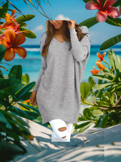 Freyja Sweater | Elegante lange kasjmier trui met V-hals voor dames
