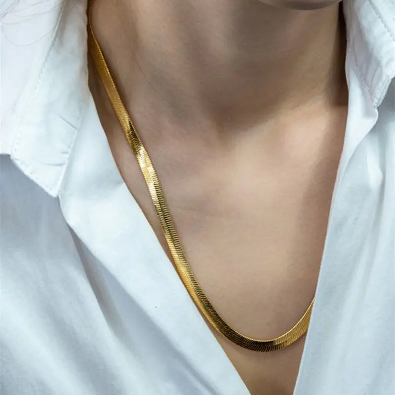 Platte Slangenketting - Halsketting Voor Mannen & Vrouwen